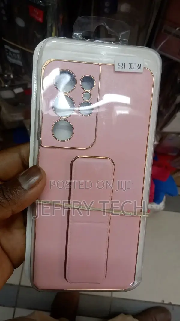 Samsung S21 Ultra Magnetic Case With Stand Wrist Strap Pink
