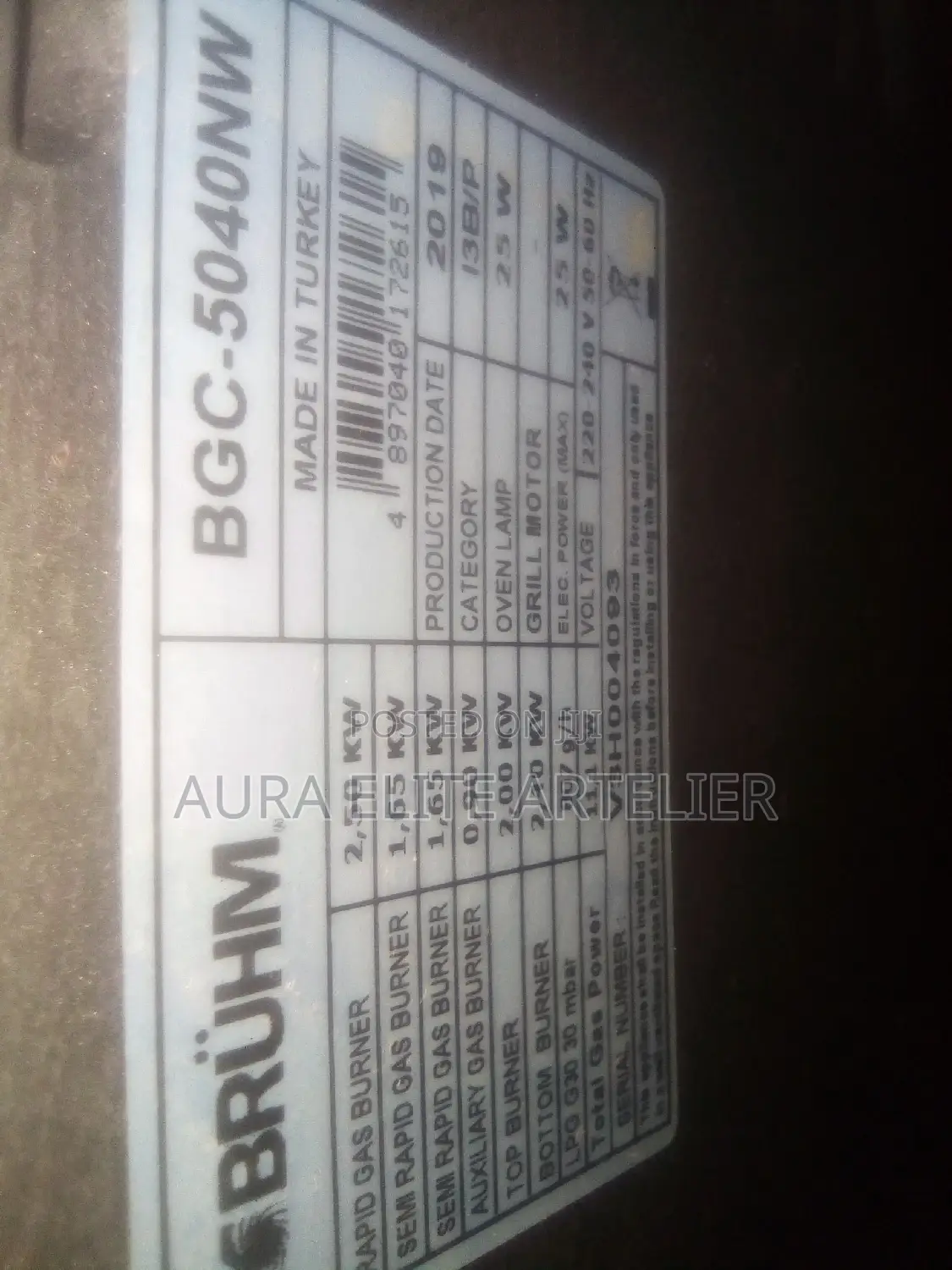 EX UK Bruhm(Turkey) 4gas+Gas Oven Cooker Clean Mintcondition