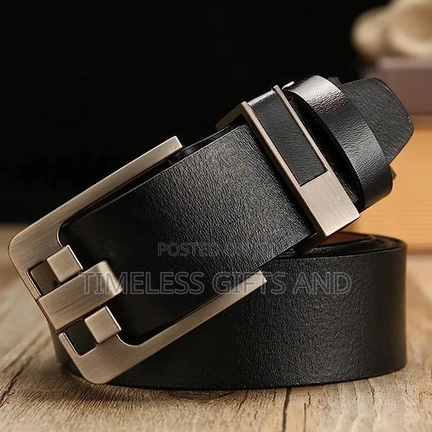 Men Black Genuine Leather Belt