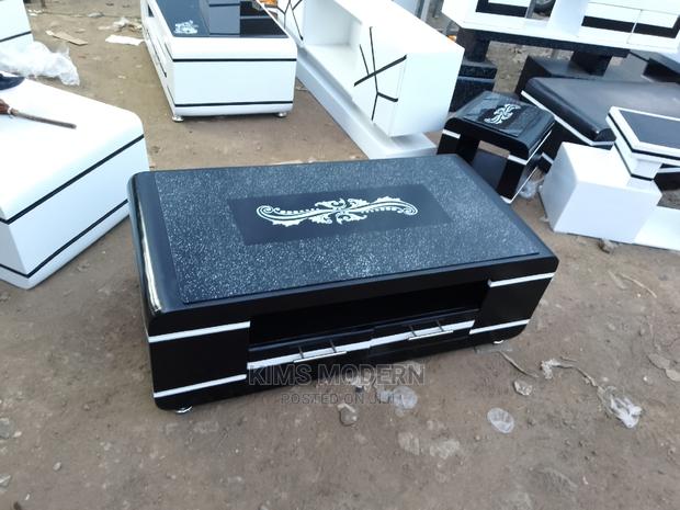 Coffee Table Black Glasstop Flowered. - main view