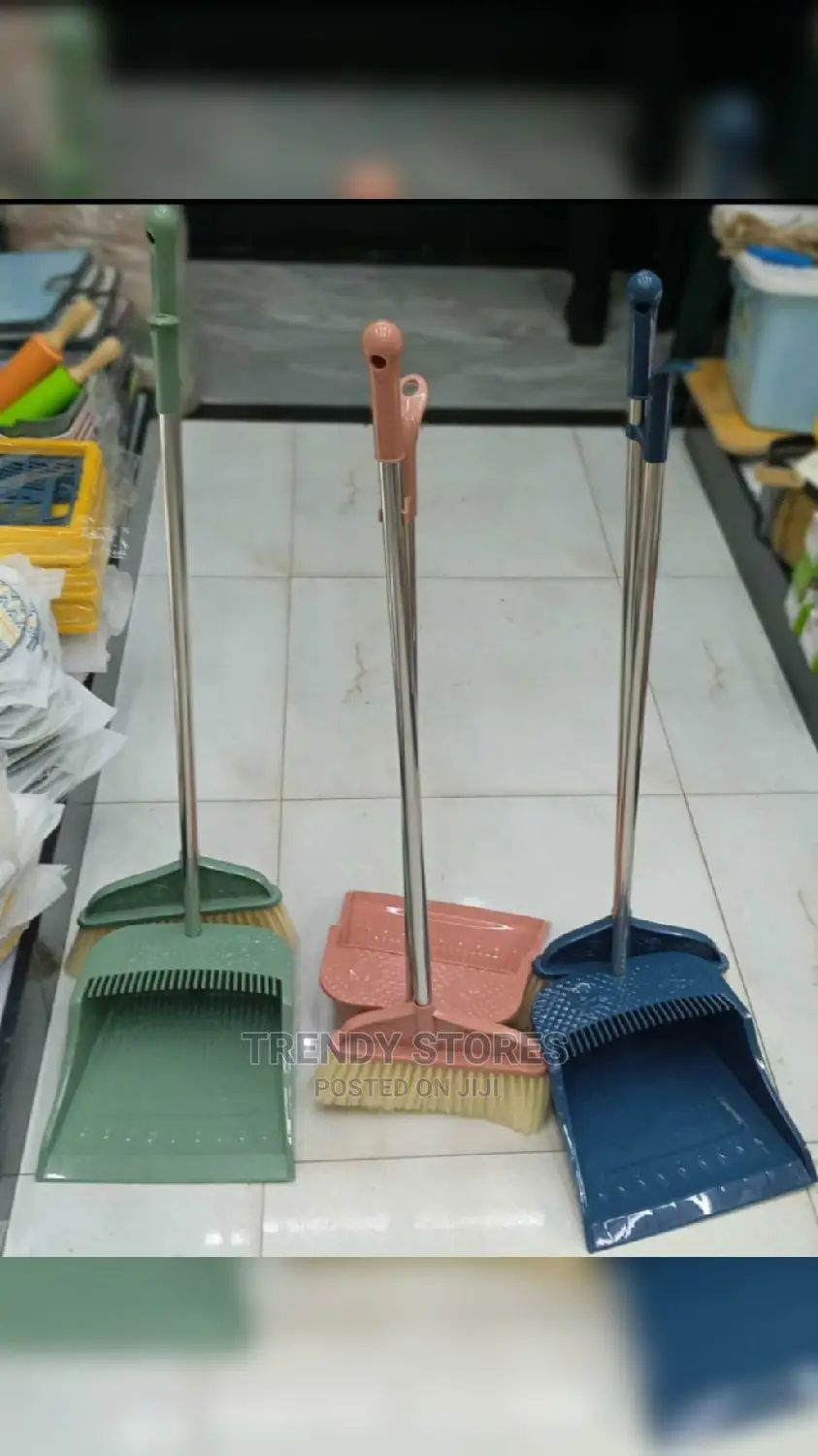 Standing Dust Broom With Dust Pan