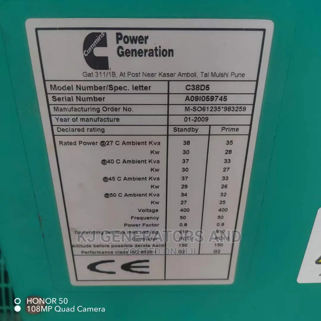 38 Kva Cummins Generator