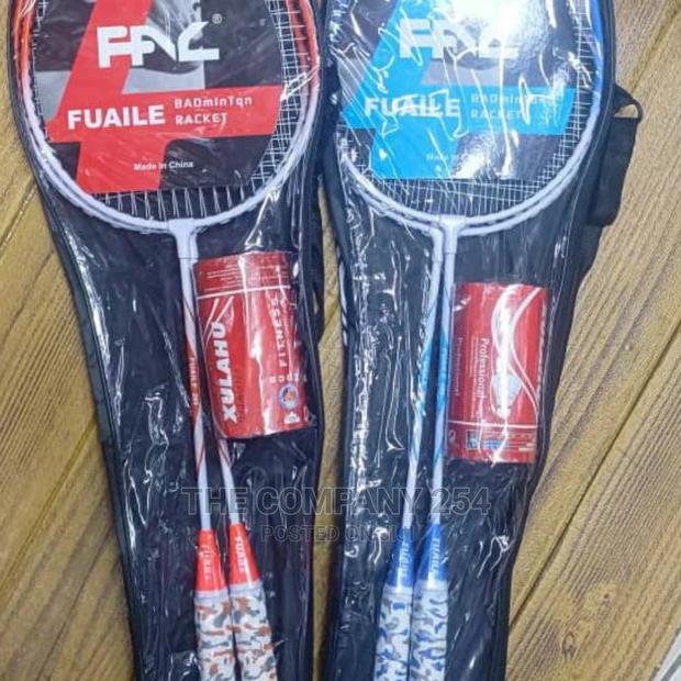 Badminton Rackets With Two Shuttle Cocks Available in Blue - main view