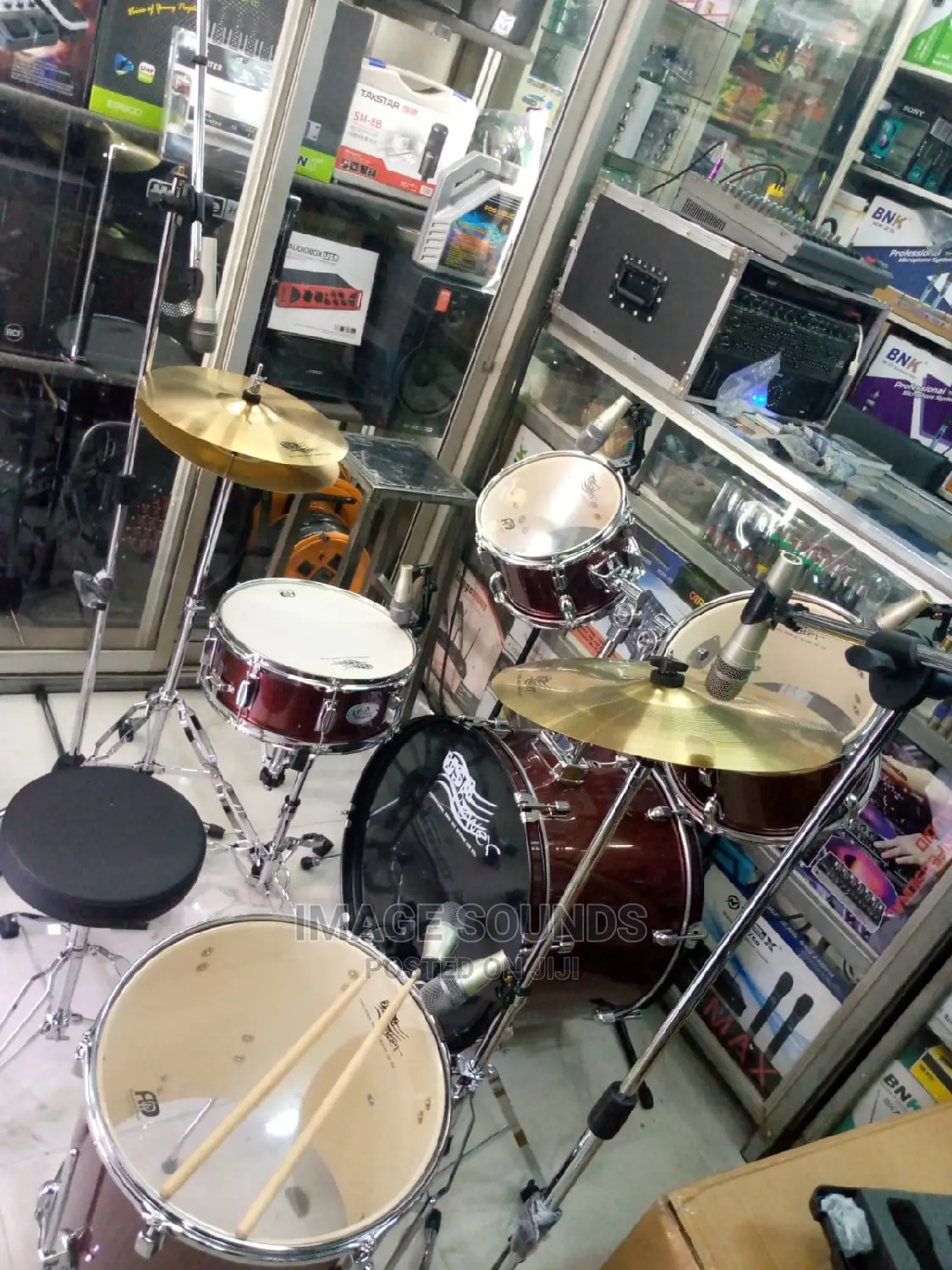 Full Drumset Set With Drum Mics and Stands