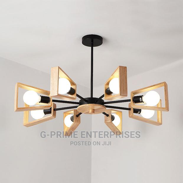 Modern Fan Shaped Chandelier Elegant Wood Pendant