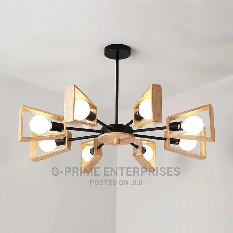 Modern Fan Shaped Chandelier Elegant Wood Pendant