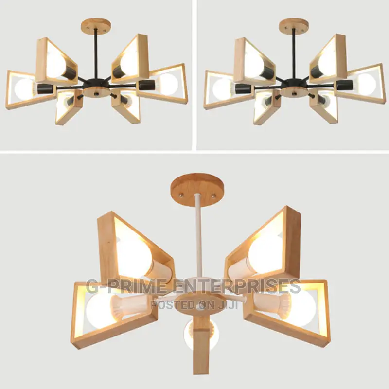 Modern Fan Shaped Chandelier Elegant Wood Pendant