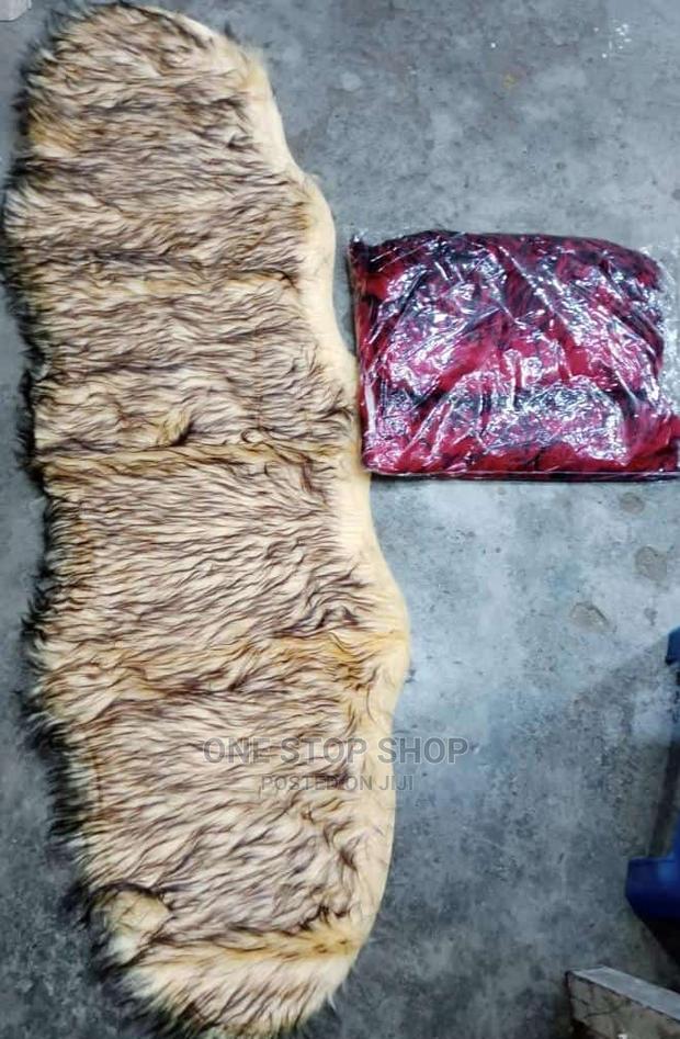 Baije and Red Standard Size Fluffy Dashboard Covers - main view