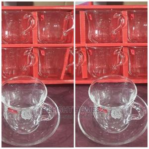 6pcs Glass Cups and Saucer - thumbnail 2