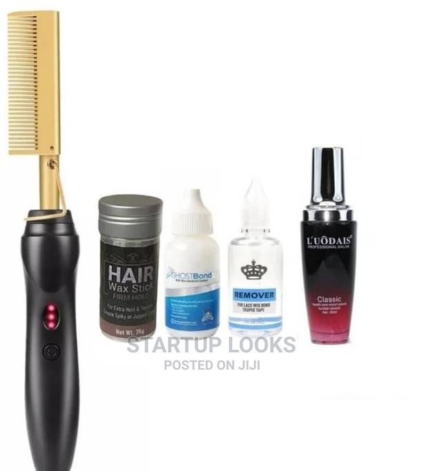Hot Comb Set,Wax Stick, Glue, Remover, Hair Serum