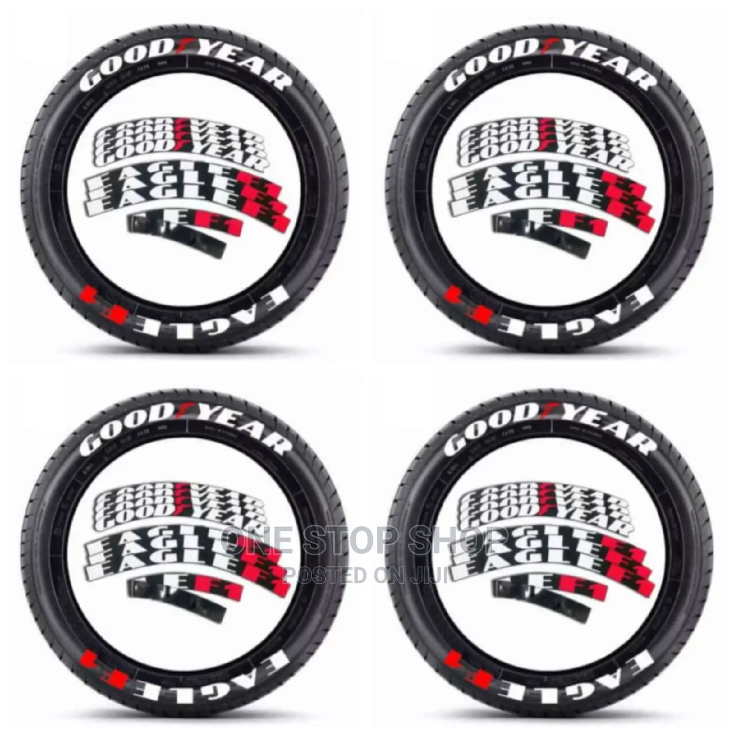 8 Tire Stickers Set Branded Good Year Eagle+ Glue