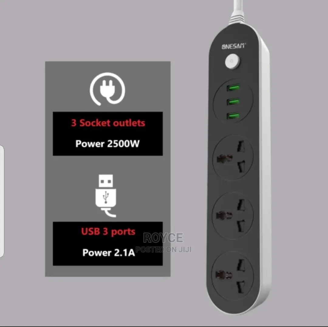 ONESAM 3 USB Ports With Auto-Id Identication 3 Power Socket