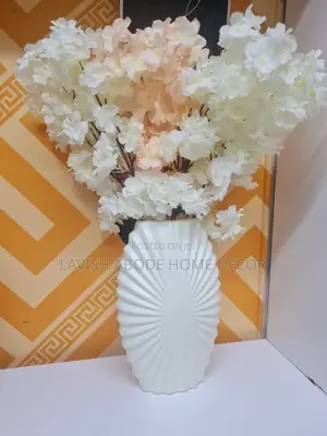 Large Flower Vase With Cherry Blossom White and Peach Flowers