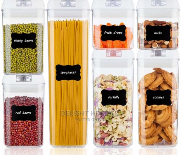 7pcs Transparent Cereal Food/Pantry Storage Containers - main view