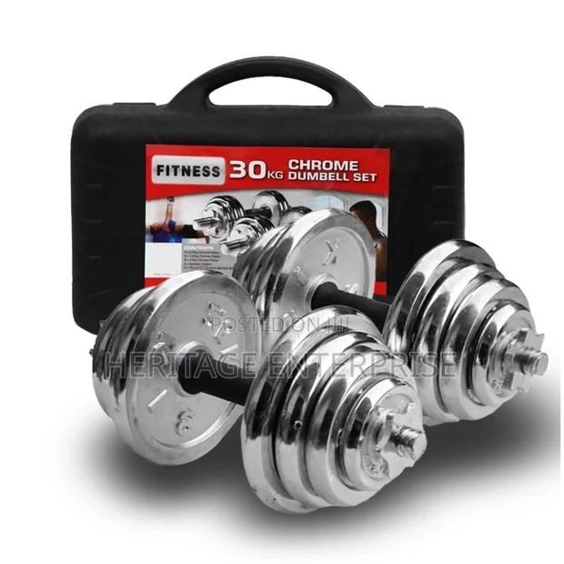 Weights,Chrome 30kgs Dumbbell Set