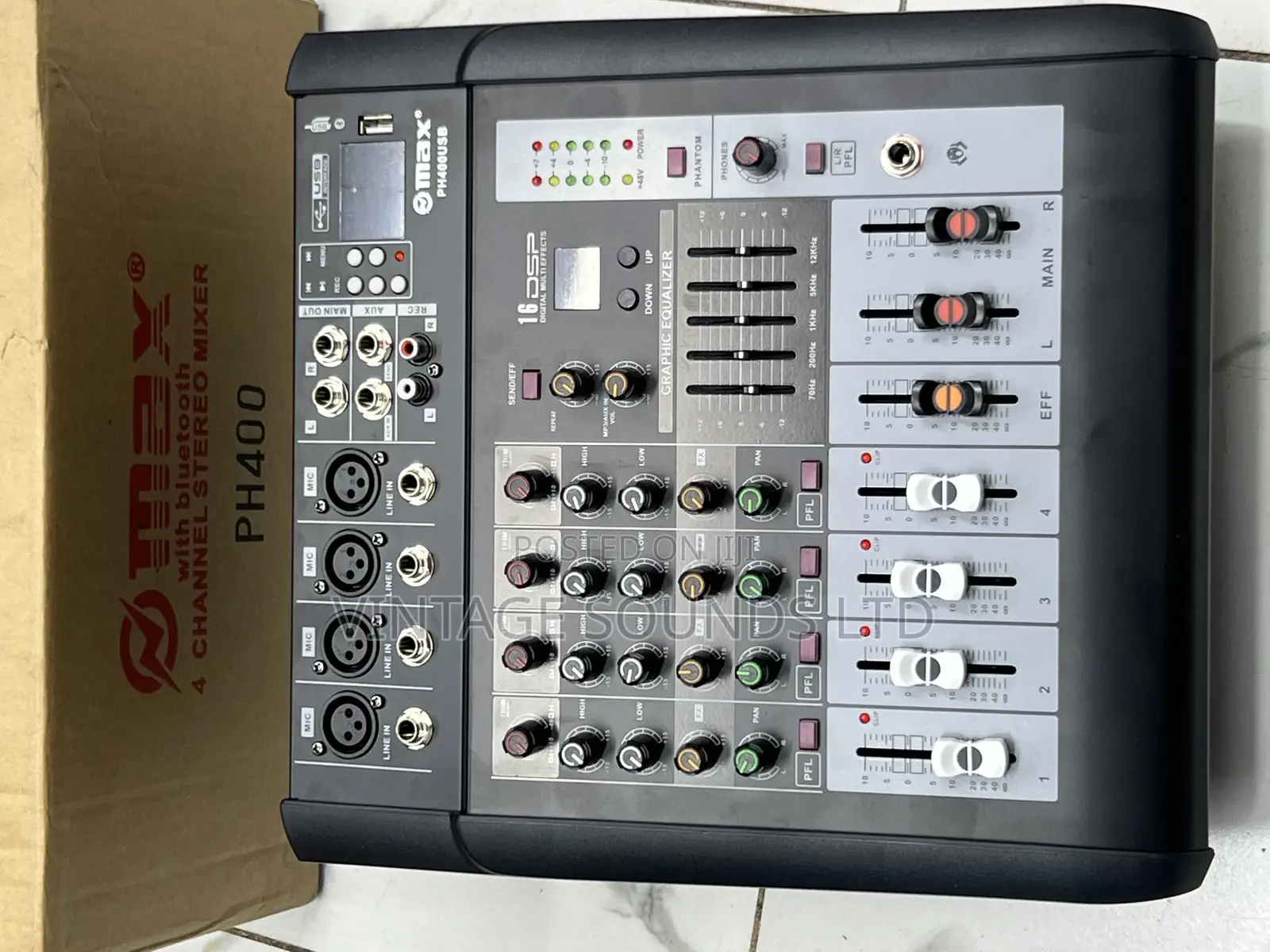 Max 4 Channel Powered Mixer With Bluetooth and Usb