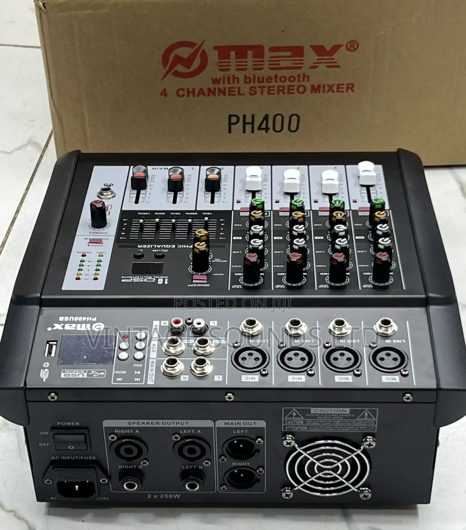 Max 4 Channel Powered Mixer Console Bluetooth, SD, MMC, USB