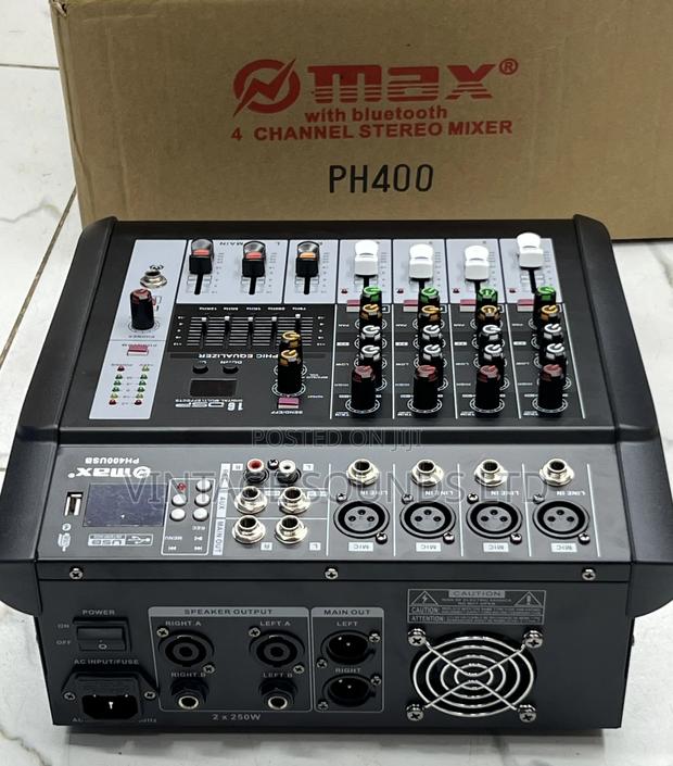 Max 4 Channel Powered Mixer Console Bluetooth, SD, MMC, USB - thumbnail 2