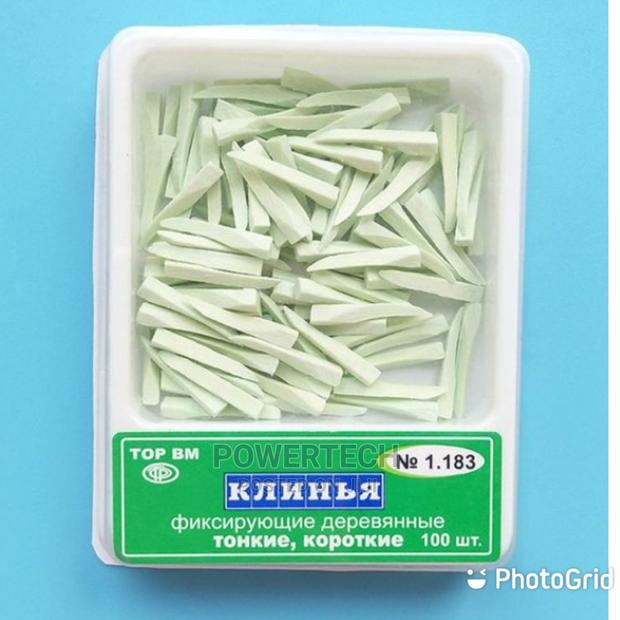 White Short Dental Wooden Wedges Thin Anatomically Bm - main view