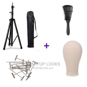Wig Making Heavy Duty Tripod + Cork Canvas Head Mannequin - main view