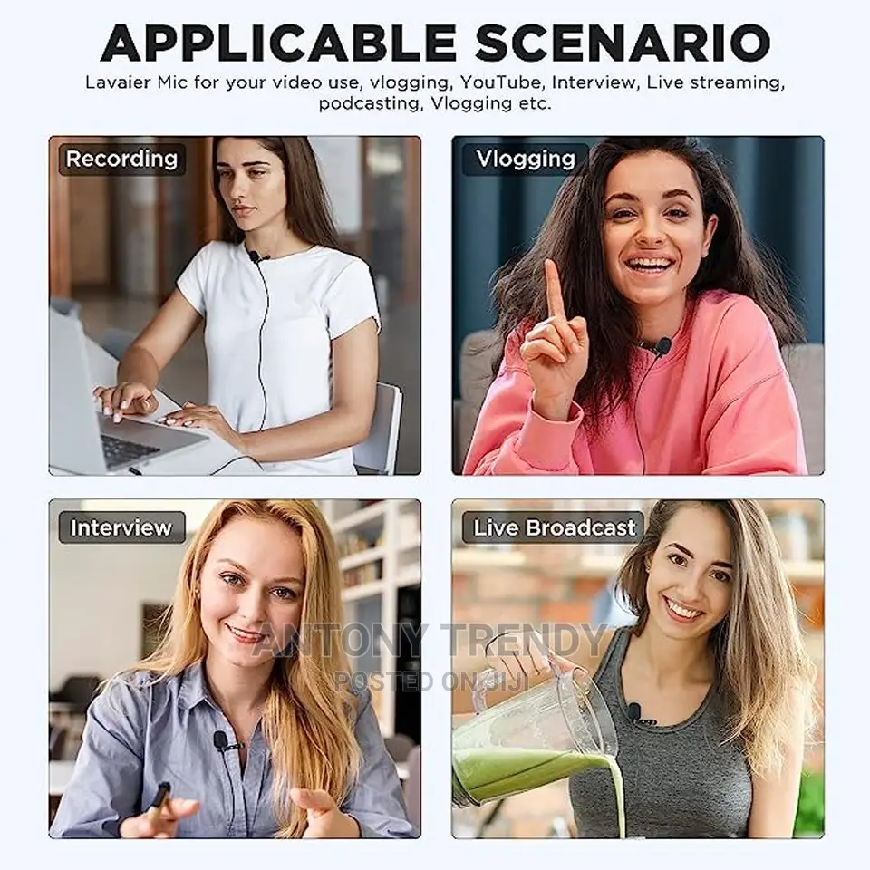 Plug-Play Wireless Lapel Lavalier Auto-Syncs Microphone