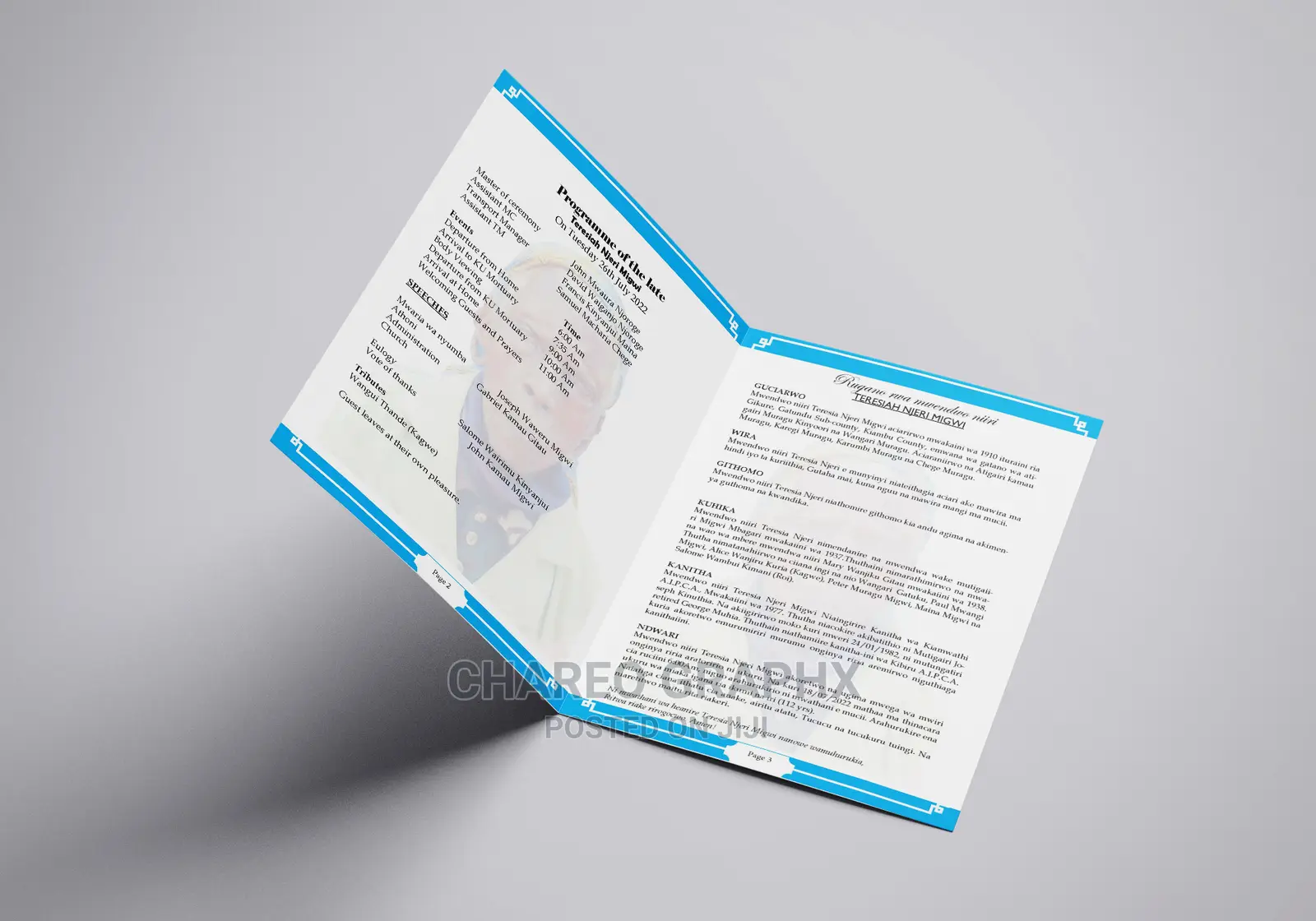 A3 Programme / Eulogy Printing