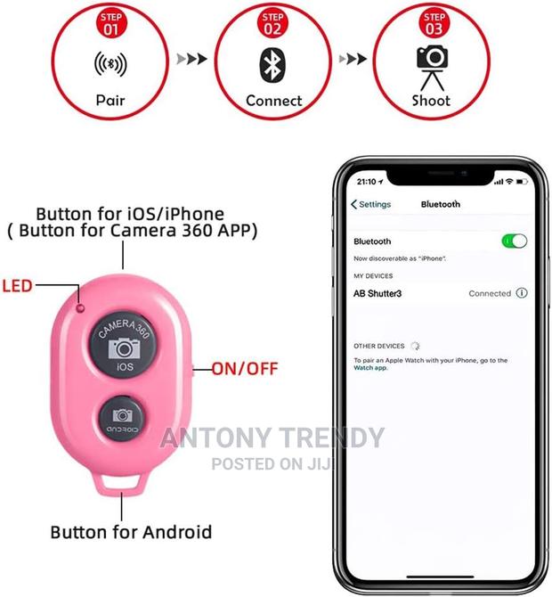 Bluetooth Remote Phone Wireless Camera Shutter IOS Android - main view