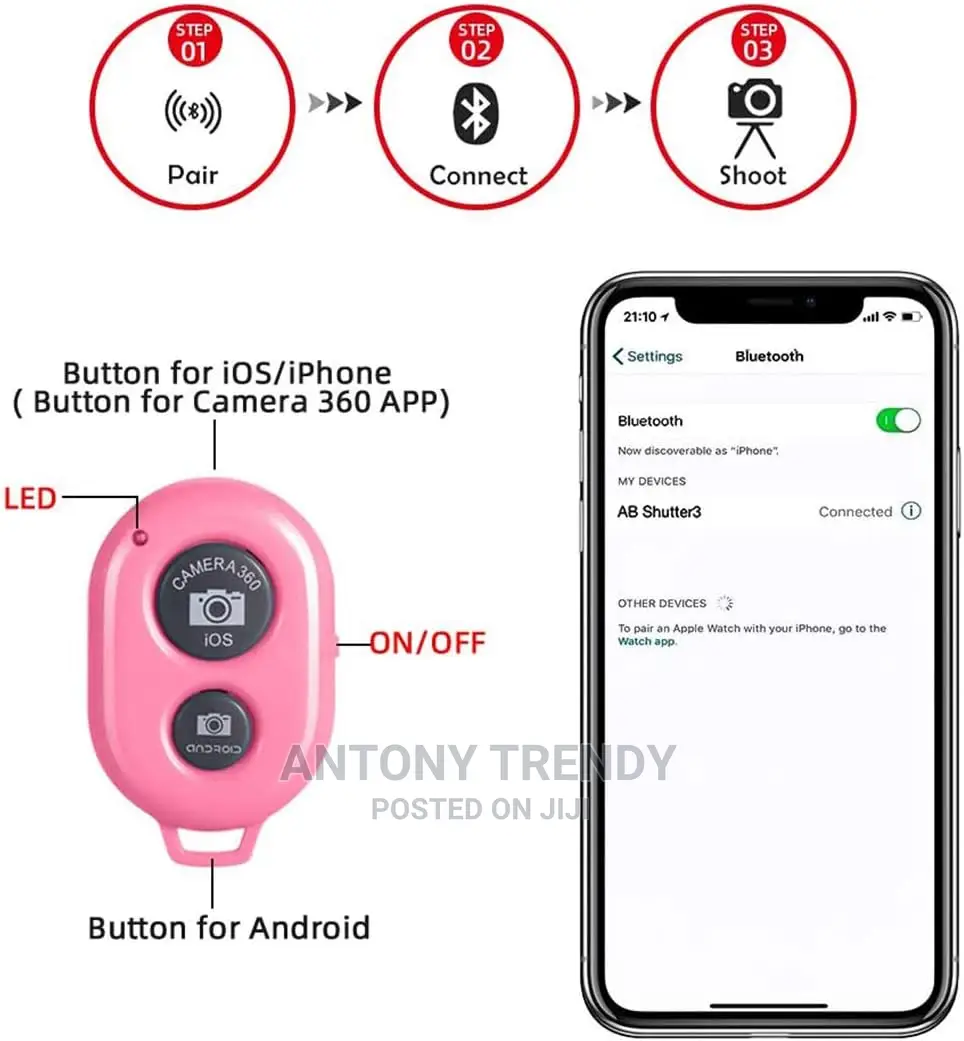 Bluetooth Remote Phone Wireless Camera Shutter Ios Android