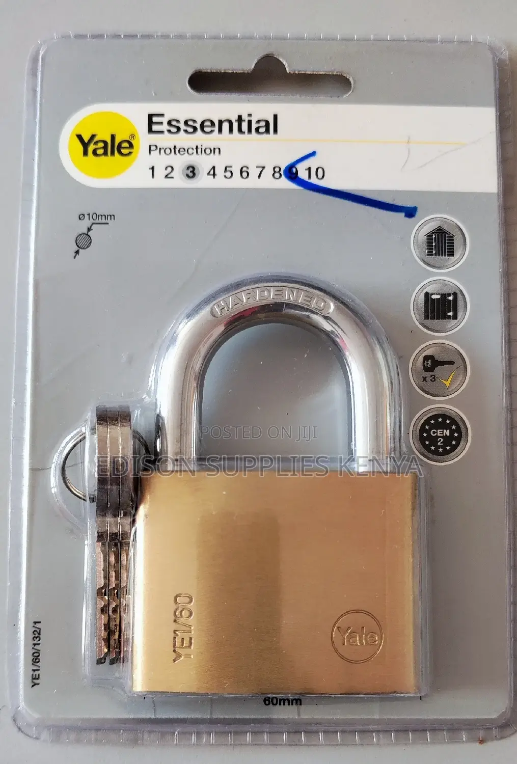 Yale Padlock Hardened Padlock - Essential Protection 60mm