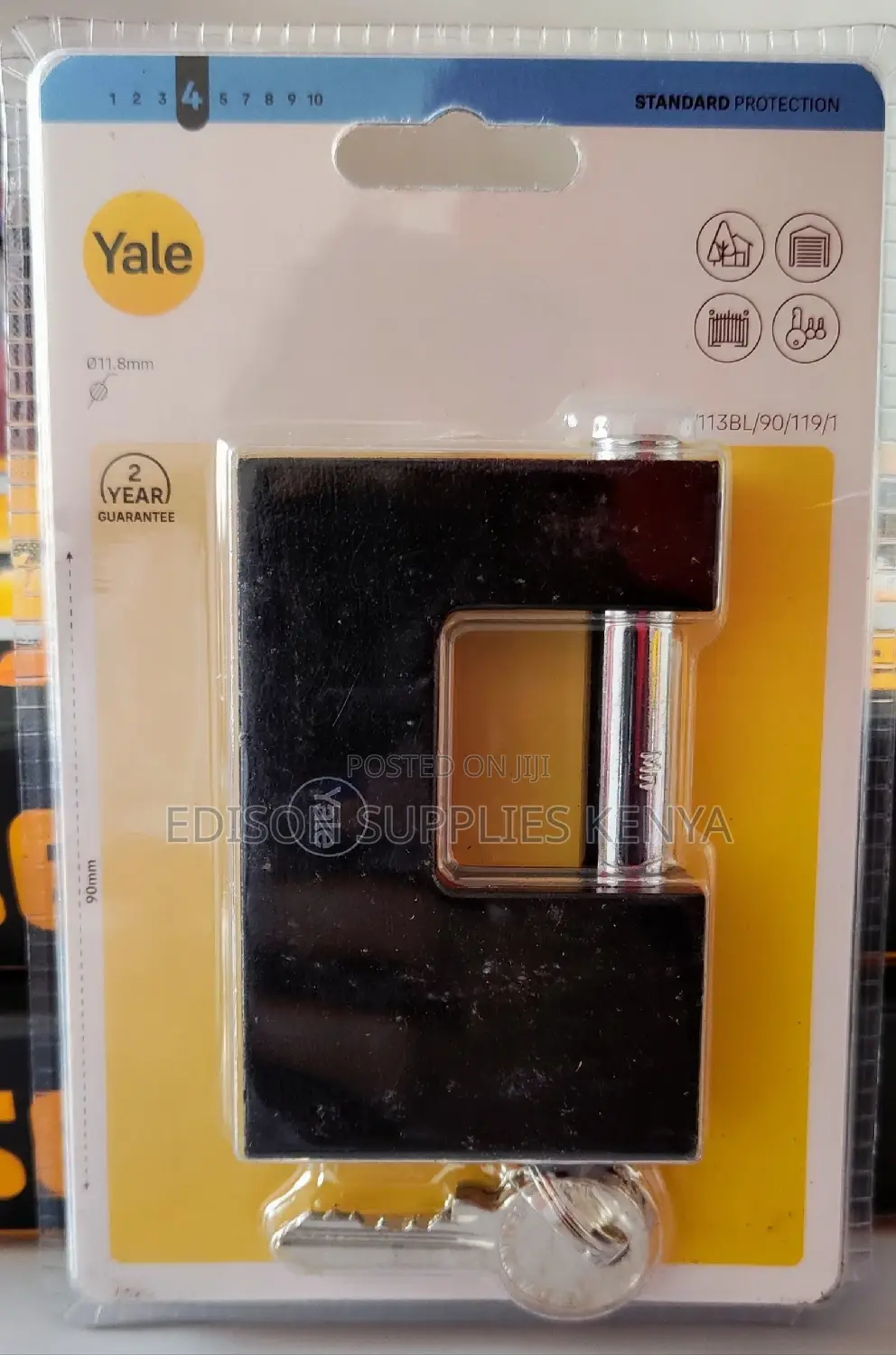 Yale Padlock Shutter Iron Padlock - 90mm Maximum Protection