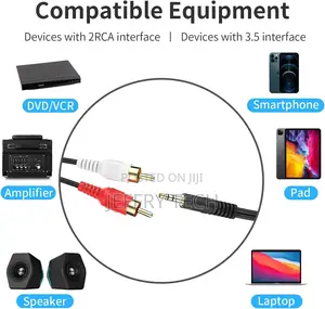 3.5mm to RCA Cable 5m, Abireiv 3.5mm TRS Male to 2RCA Male