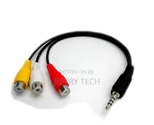 Black 3.5mm Plug Male to 3 RCA Female Adaptor Audio Video Ca
