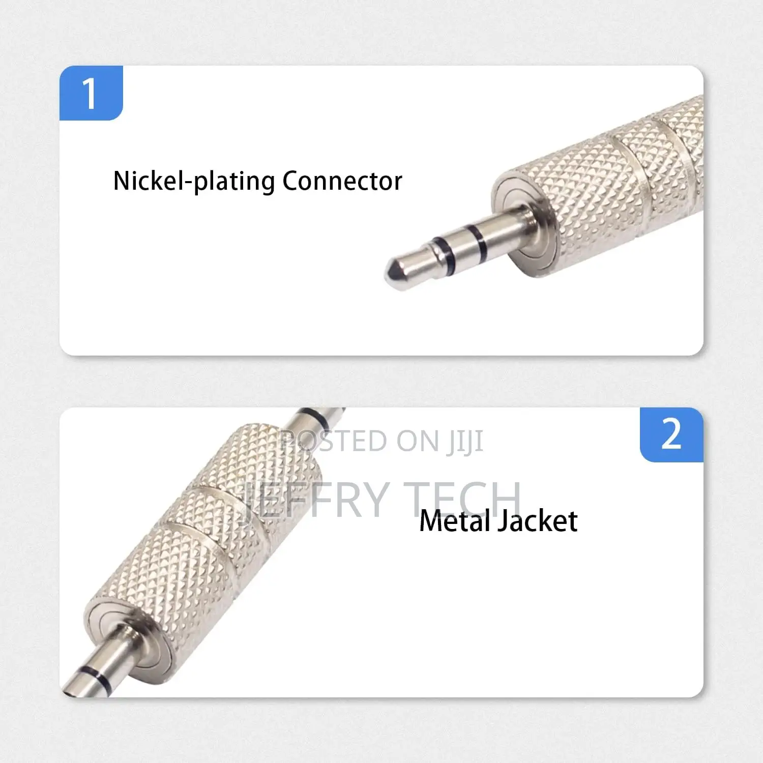 3.5mm Male to Male Audio Adapter, Metal Silver 3 Pole 3.5mm