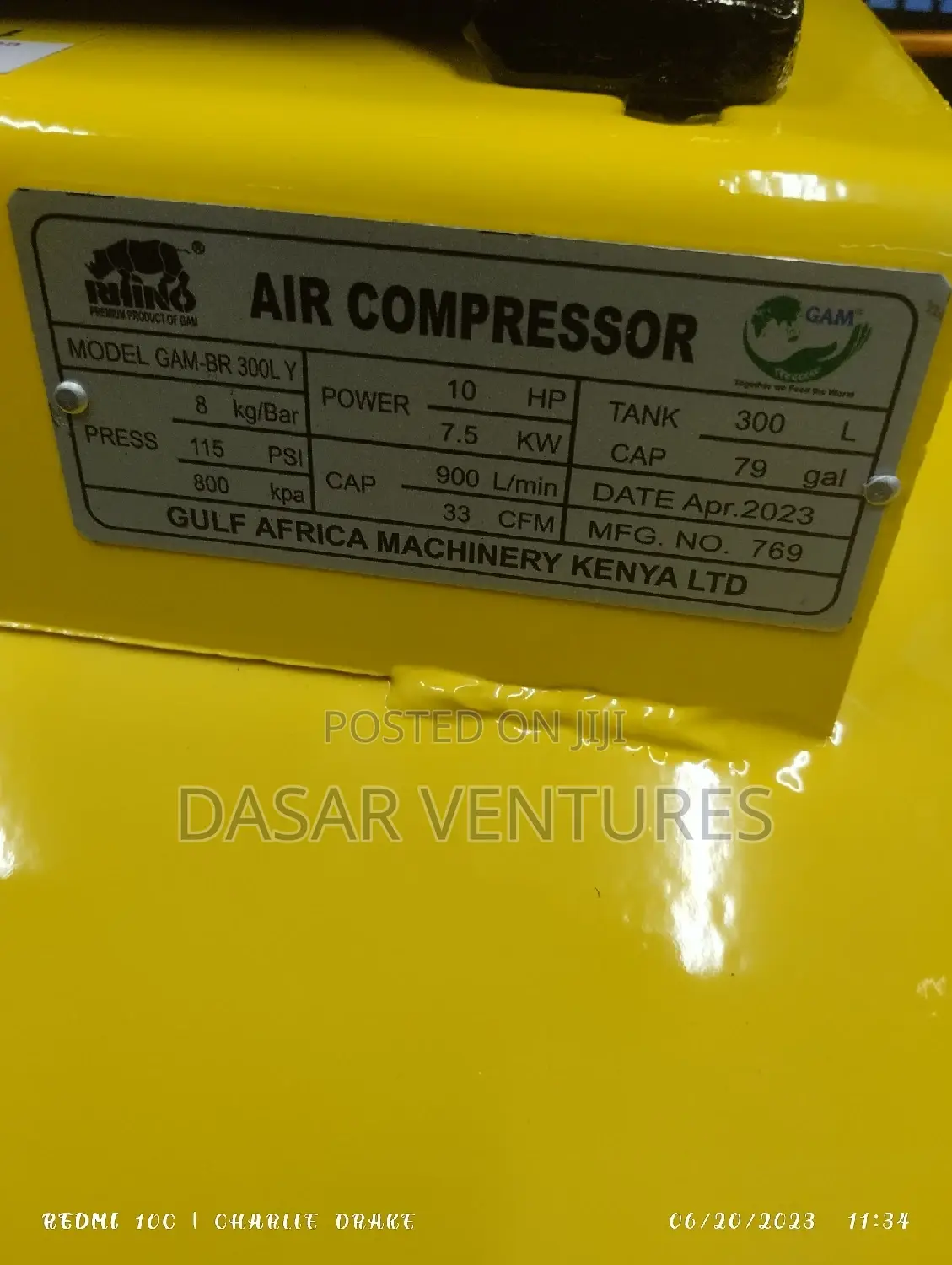 Rhino 300l Air Compressor 10hp