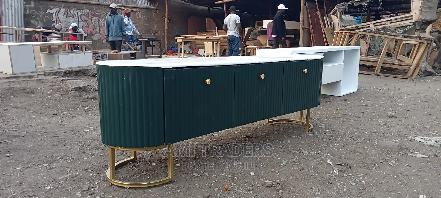 6ft Green Marble Tv Stand