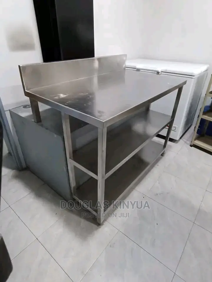 Working Table Top Stainless Steel (With Shelves).