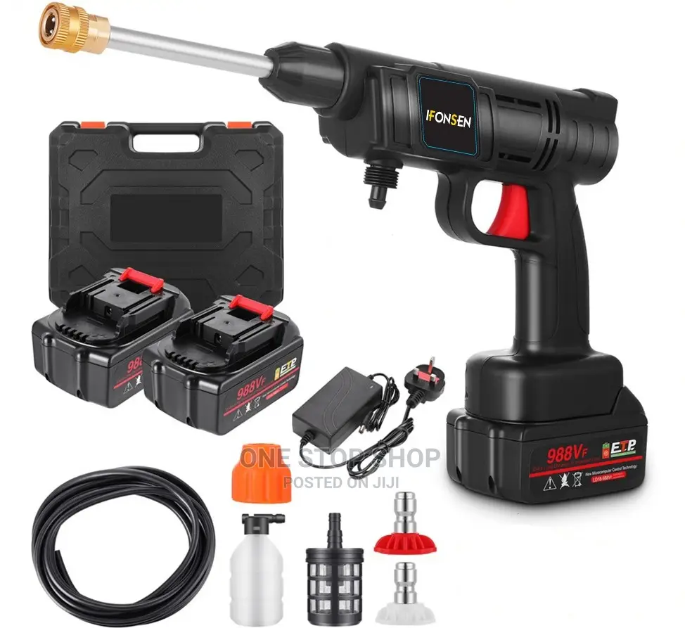Cordless Carwash Gun With 2rechargeable Emergency Batteries
