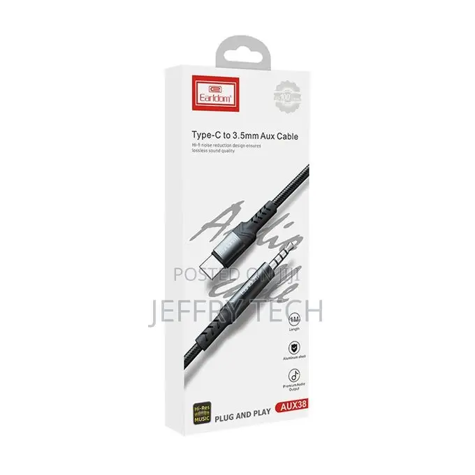 Earldom Audio Cable ET-AUX38, 3.5mm to Type-C, 1.0m
