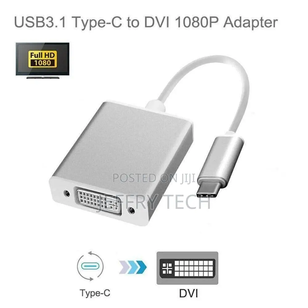 USB C 3.1 Type-C to DVI Adapter 1080p Video Converter Cable