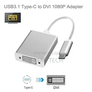 USB C 3.1 Type-C to DVI Adapter 1080p Video Converter Cable