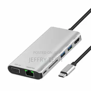 8 in 1 Type-C to HDMI VGA Hub Network Card Expansion Dock US