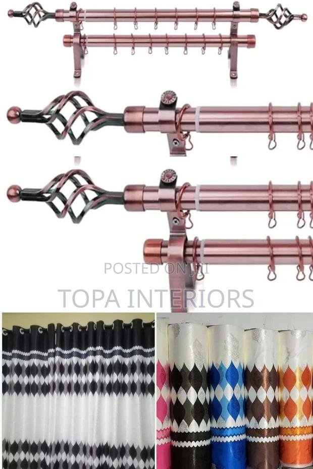 Brown Color 2m Single Chinese Adjustable Window Curtain Rods