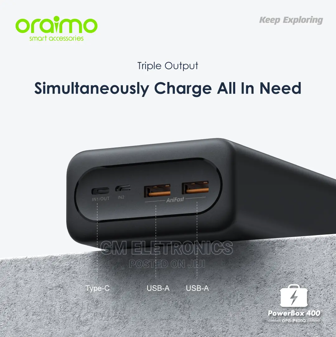 Oraimo 40000mah 22.5W PD Ultra-High Capacity Powerbank