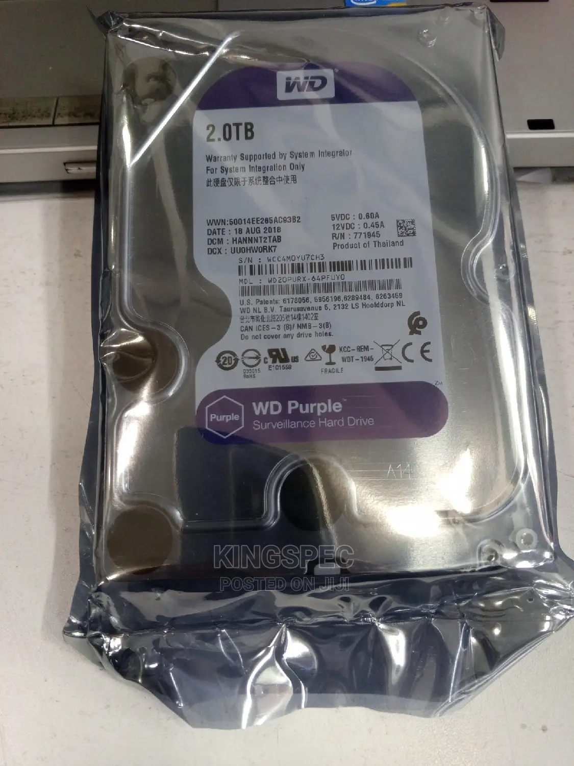 WD Purple Surveillance Haed Drive 2TB