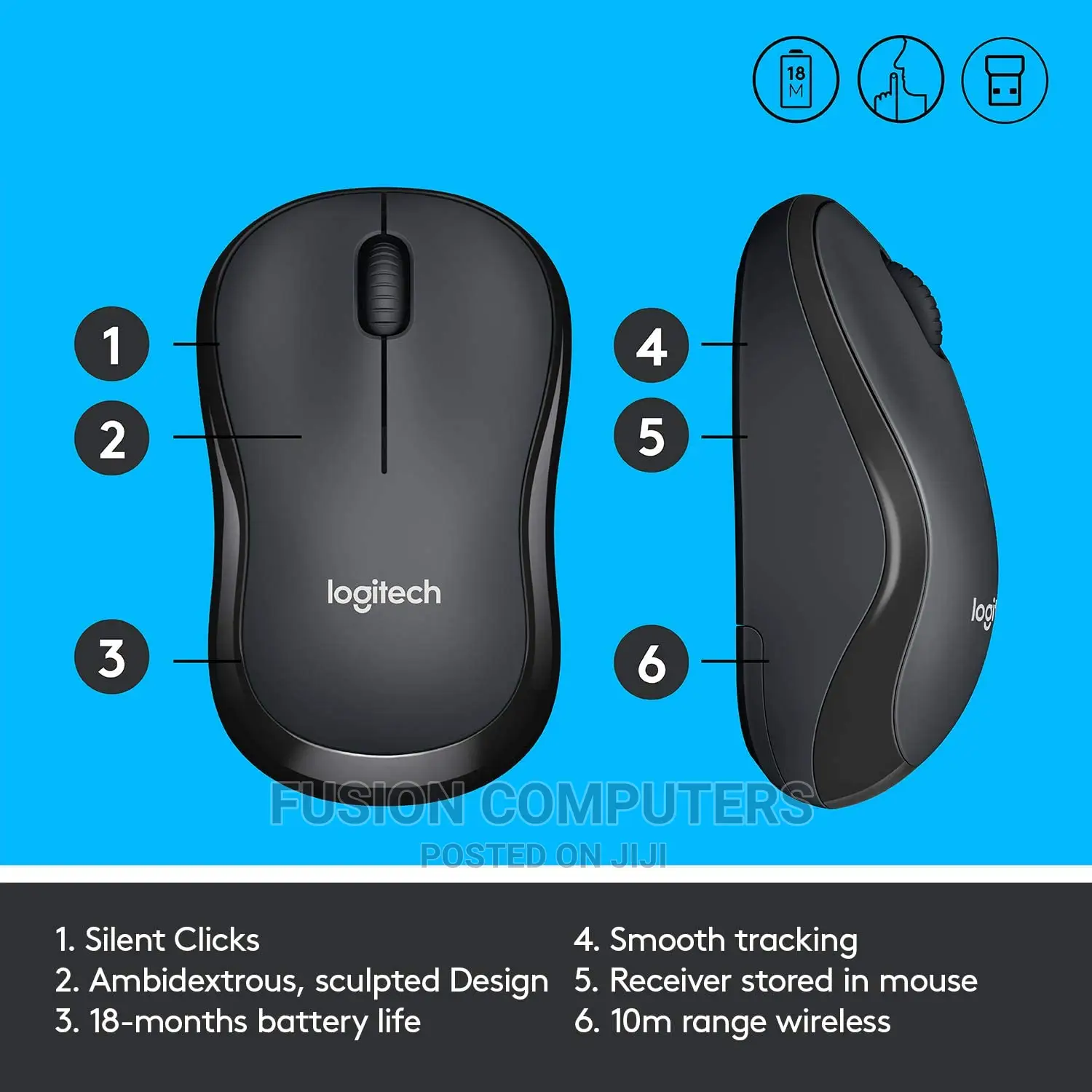 Logitech M221 Silent Wireless Mouse- Charcoal