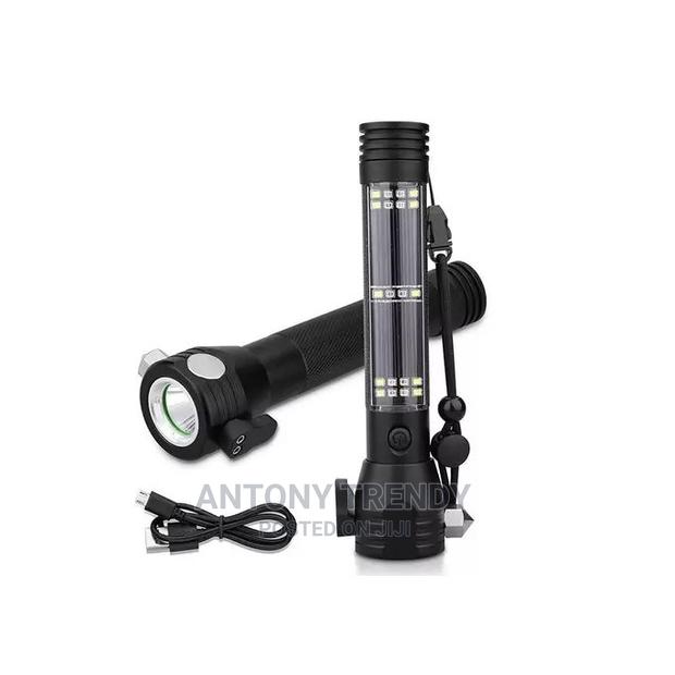 LED Multifunctional Solar Flashlight USB Rechargeable