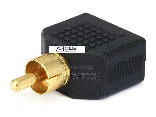 RCA Plug to 2 X 3.5mm Mono Jack Splitter Adaptor - Gold Plat
