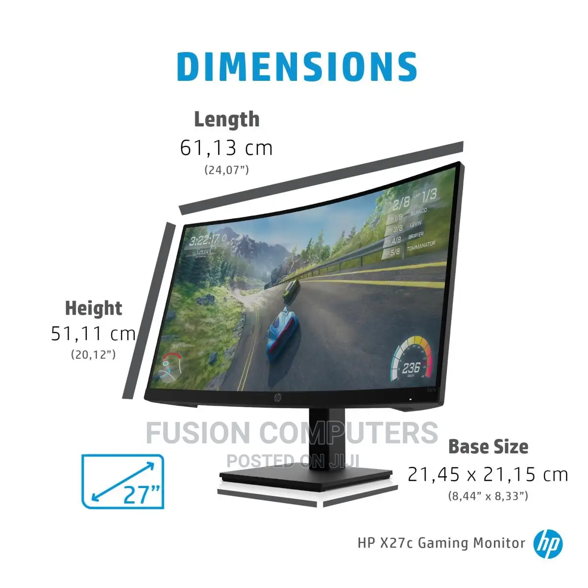 HP Gaming Monitor - X27c - 27in - 1920x1080 (FHD)