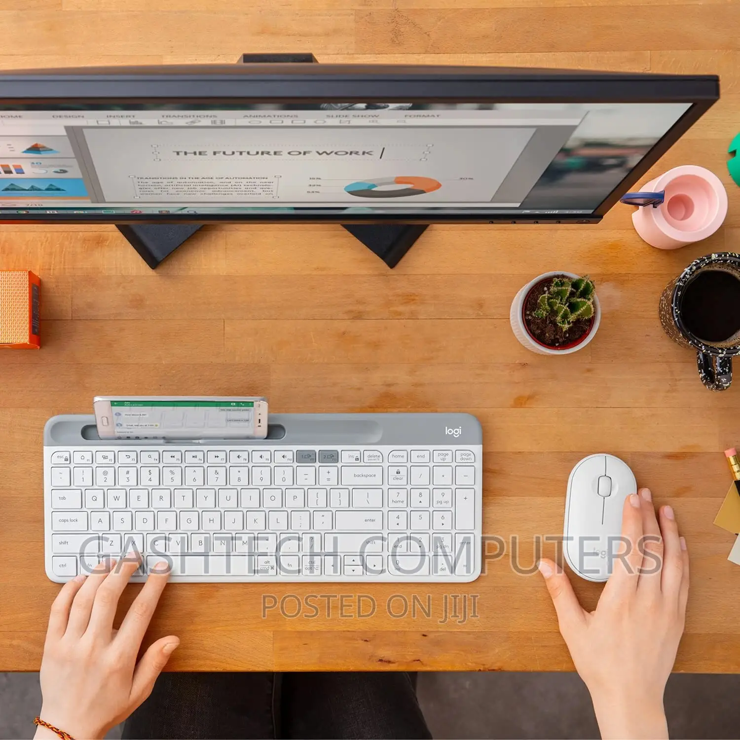 Slim Multi-Device Wireless Keyboard Off-White Logitech