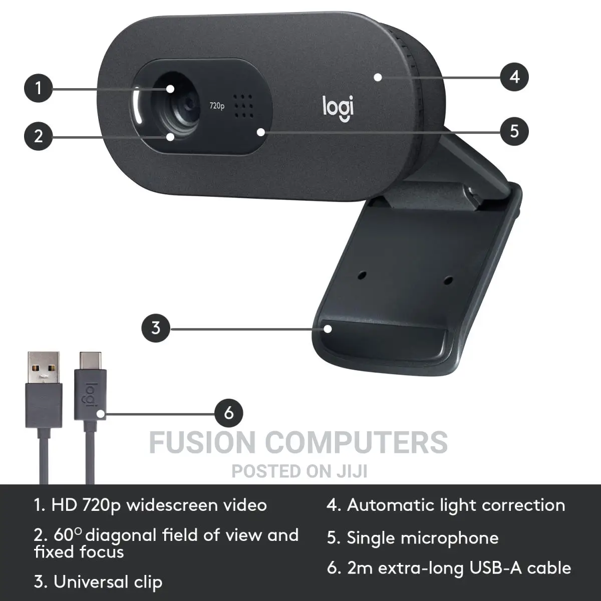 Logitech C505 Hd Webcam Black